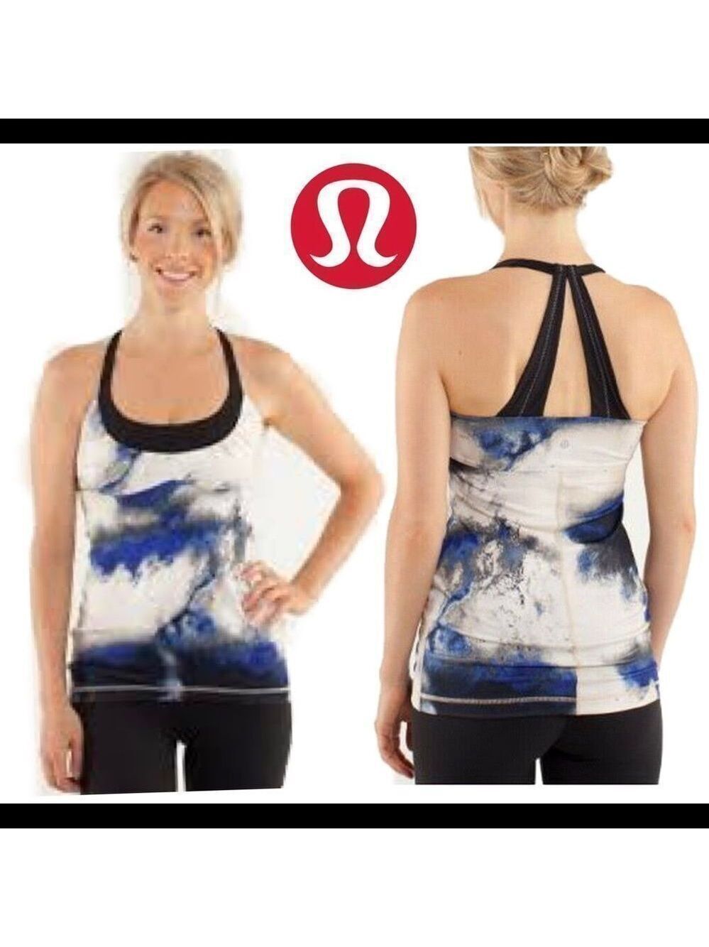 Lululemon scoop me up tank in Milky Way blue and black Sz 6